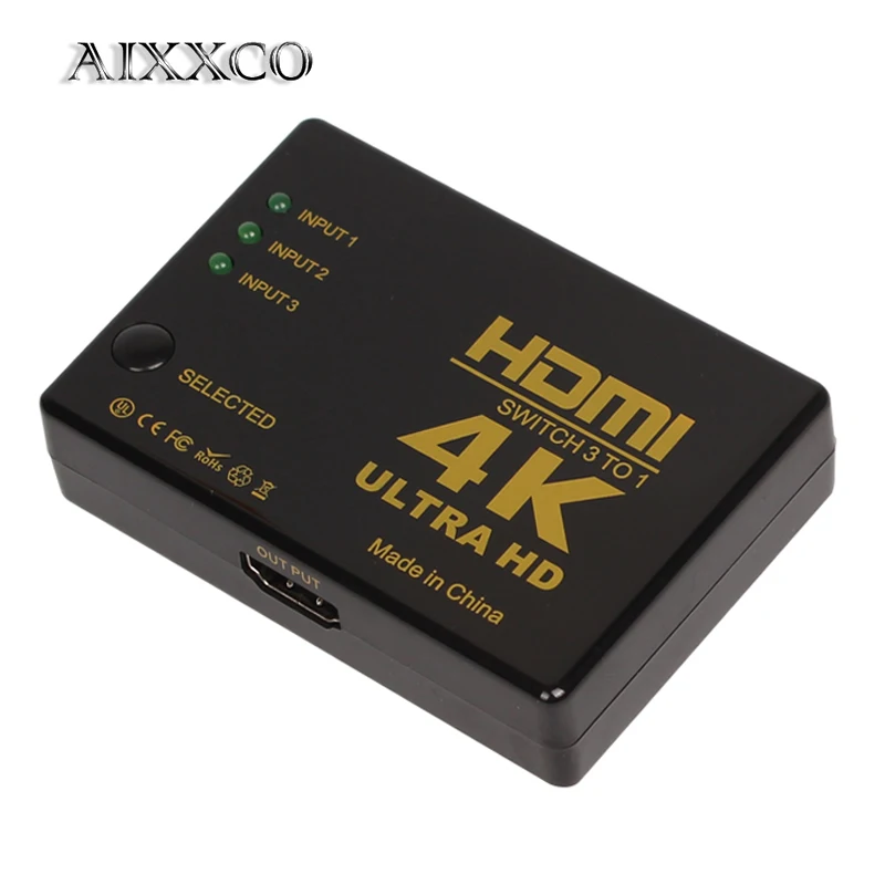 

AIXXCO 4K*2K 1080P HDMI Video Audio Signal Splitter 3 Input 1 Output Switch Switcher For DVD/PS4/HDTV