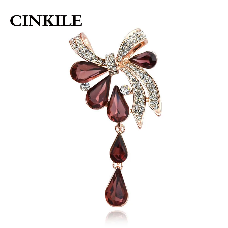 

CINKILE 3 Colors Available Big Crystal Water Drop Brooches For Women Wedding Pin And Brooch Fashion Scarves Buckle Corsage