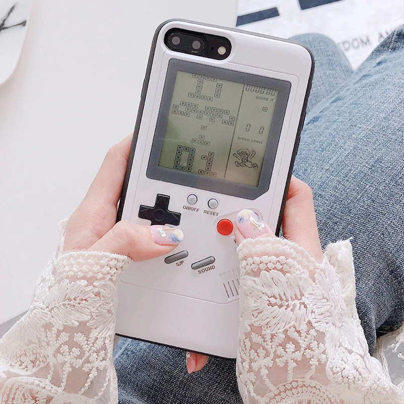 

Game Machine Case For iPhone X 10 XR XS Max 6 6s 7 8 Plus Tetris Soft Edge Hard Back Cover For iPhone X Capinha Fundas Coque
