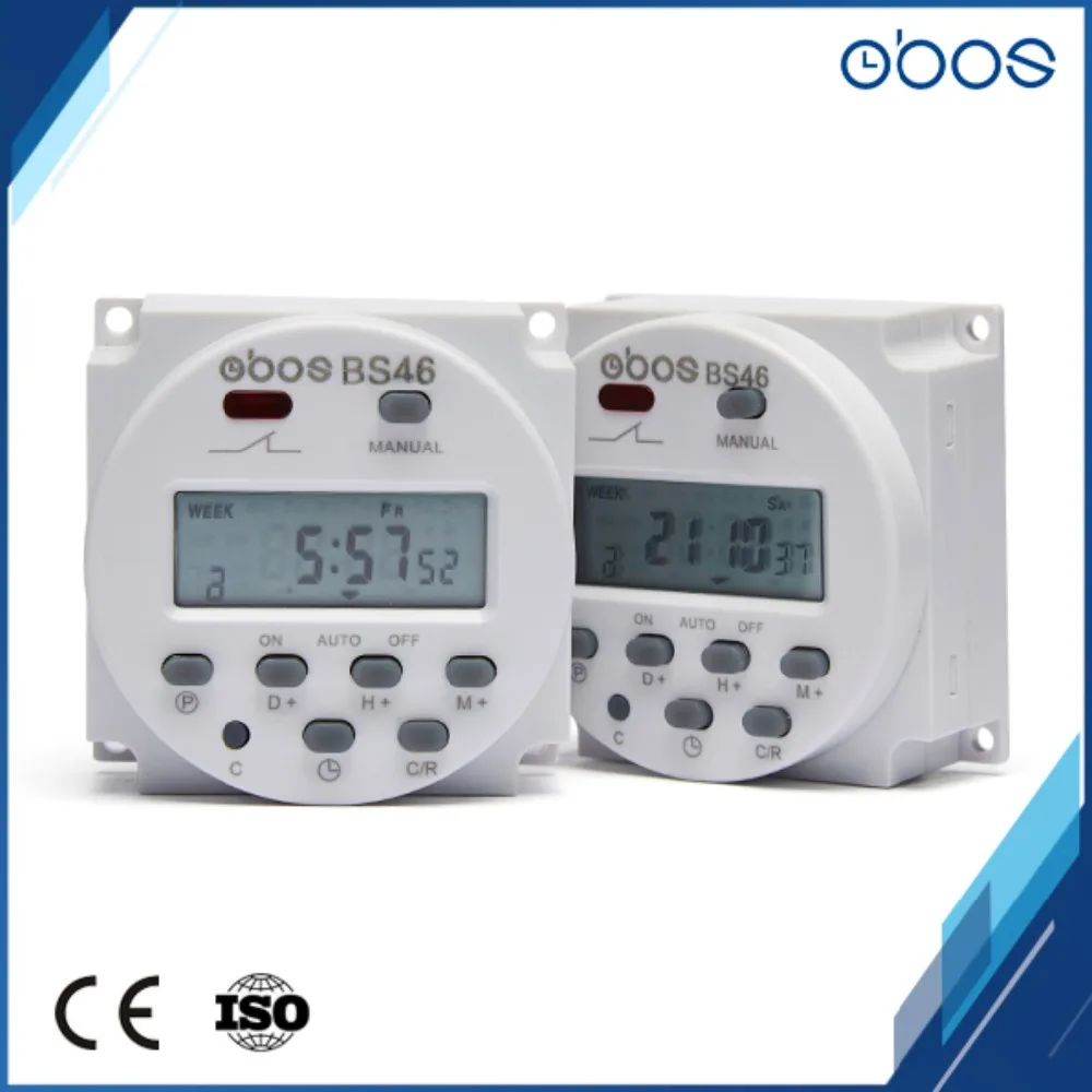 

2PCS OBOS brand 220V built-in battery programmable digital timer with 16 times on/off weekly time setting unit 1min-168 hours