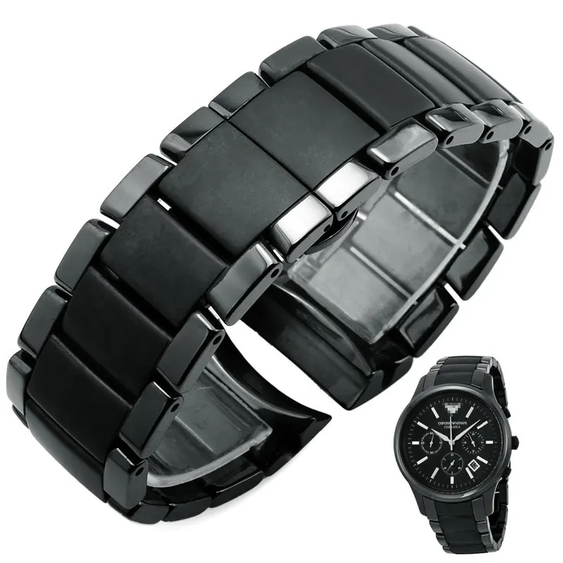 

Black arc ceramic belt ar1451 | AR 1452 ceramic watch belt waterproof sweat resistant sports leisure watch band 22mm 24mm