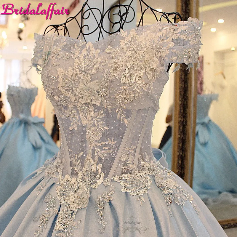 Свадебное платье из сатина с v-образным вырезом и аппликацией на реальные фотографии, детские синие платья с цветами