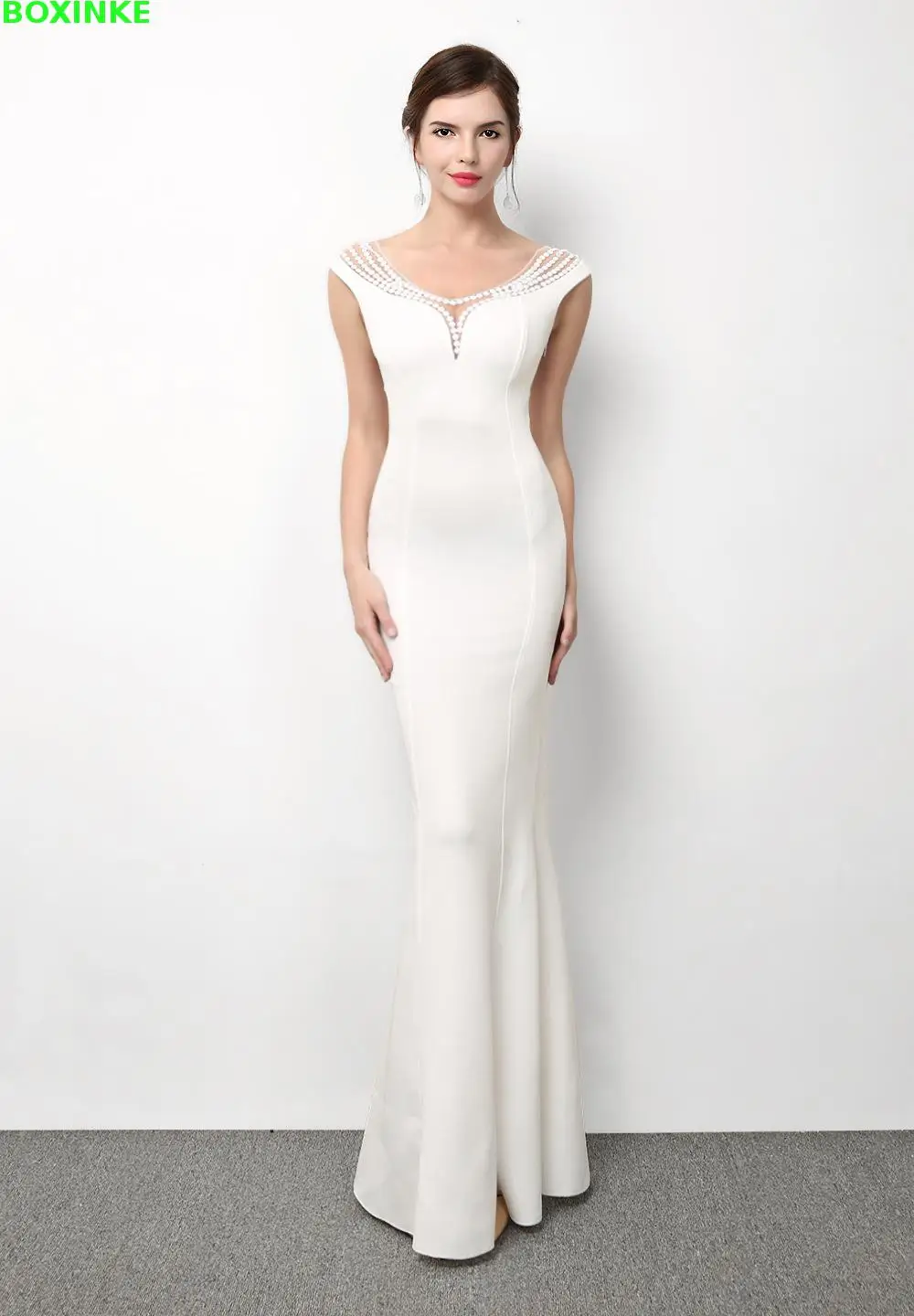 

Beach Dress Ukraine Solid O-neck Lanon Office Dress Plus Size New Nightclub Women's Body, Slender, Long Banquet, Stage Show And