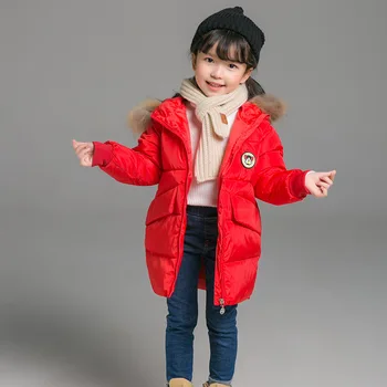 

Children duck down jacket For Boys Outerwear Hooded Girls winter coat Thick kids snowsuits long parka 1-7Y