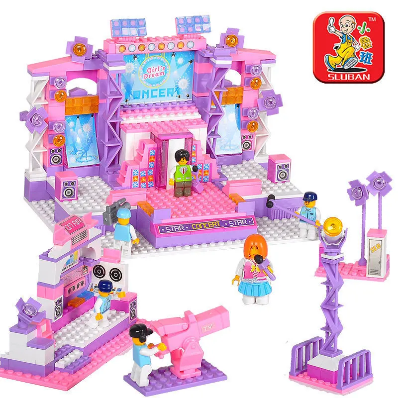 

SLUBAN 0255 model building kits Friend city stage 452 3D blocks Educational model & building Gift toys hobbies for children
