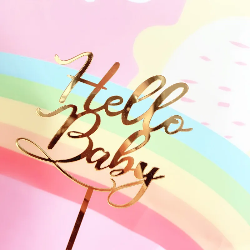 

1pc Gold Acrylic Cake Topper Hello Baby Hello Sunshine Birthday Party Kids Party Summer Party Decoration Supplies