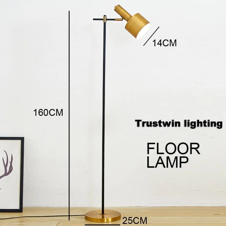 Стильная настольная лампа для чтения, напольный светильник светодиодный, медный, латунный, бронзовый цвет, современная напольная стойка, Настольный светильник, лампа для спальни, фойе - Цвет абажура: floor lamp