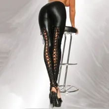 NORMOV, модные леггинсы из искусственной кожи, женские, высокая талия, пуш-ап, джеггинсы, тонкие, бандажные, длина по щиколотку, сексуальные черные леггинсы для женщин