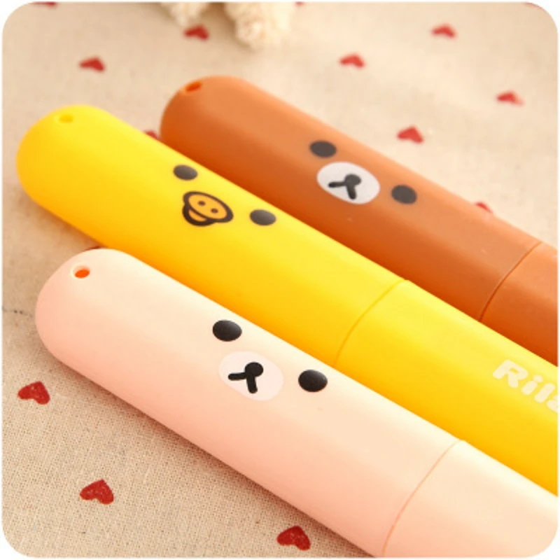 1 قطعة جديد الكرتون Rilakkuma بطة المحمولة فارغة فرشاة أسنان مربع السفر مكافحة الغبار تخزين صناديق اكسسوارات للحمام F2438