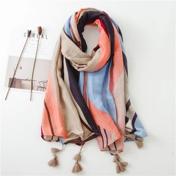 

Cotton linen women scarf Tassels Design soft scarves women hijab New coastal sunscreen towel spring and summer super large 10pcs