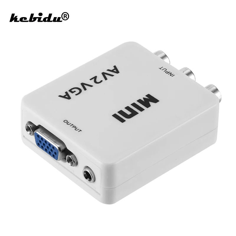 Видеоконвертер kebidu HD RCA CVBS AV в VGA мини-конвертер AV2VGA с 3 5 мм аудио ПК HDTV |