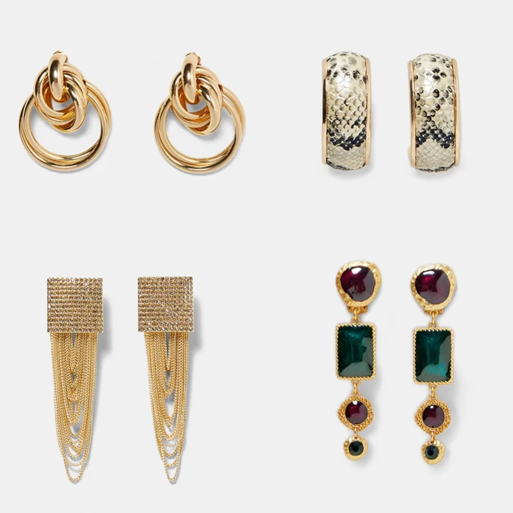 

Best lady ZA Fashion Drop Earrings For Women Vintage Dangle Earrings Multicolored Metal Punk Style Geometric Jewelry Mashup