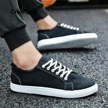 

Cresfimix zapatos hombre male fashion high quality black canvas shoes men cool autumn & winter lace up shoes comfy shoes a2592