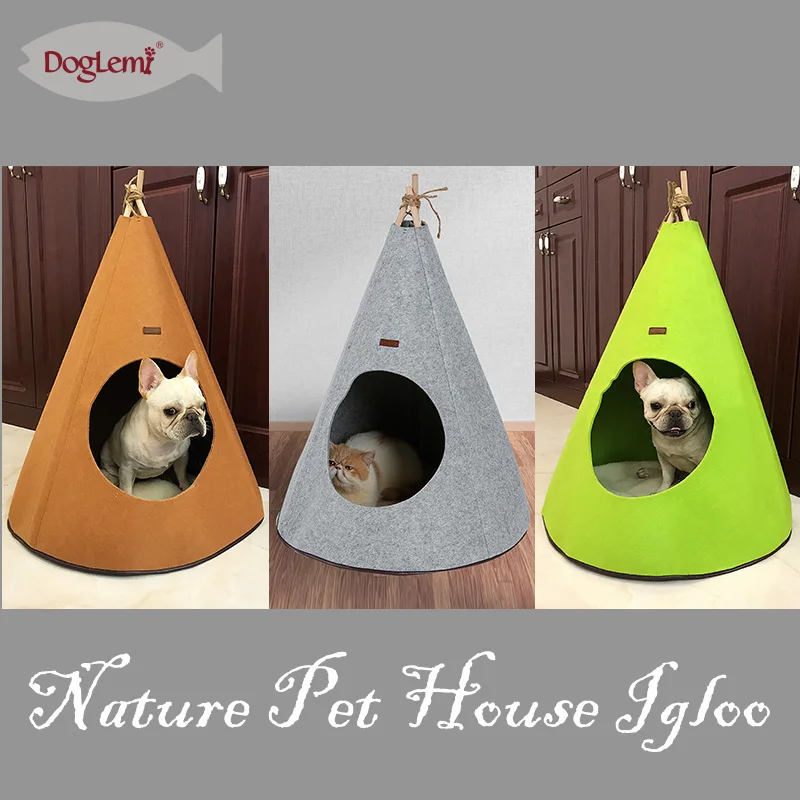 Doglemi природа Pet иглу фетр собака дом кошек Складная кровать новый дизайн палатка