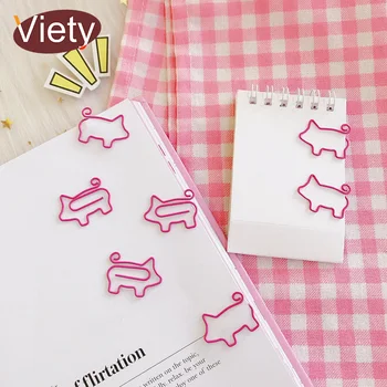 

10 pcs/lot Cute pig metal bookmark planner paper clip material escolar bookmarks for book stationery school supplies papelaria