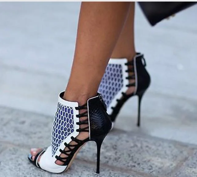 

2016 new arrival fashion high heel pointed toe cut out thin heel shoes for woman in spring and winter big size 35-41