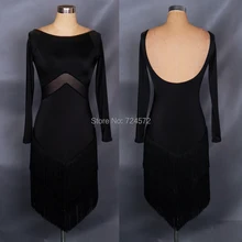 Латинский Танцевальный Костюм Сексуальные Длинные Рукава Кисточкой латинские танцевальные платья для женщин конкурсные платья