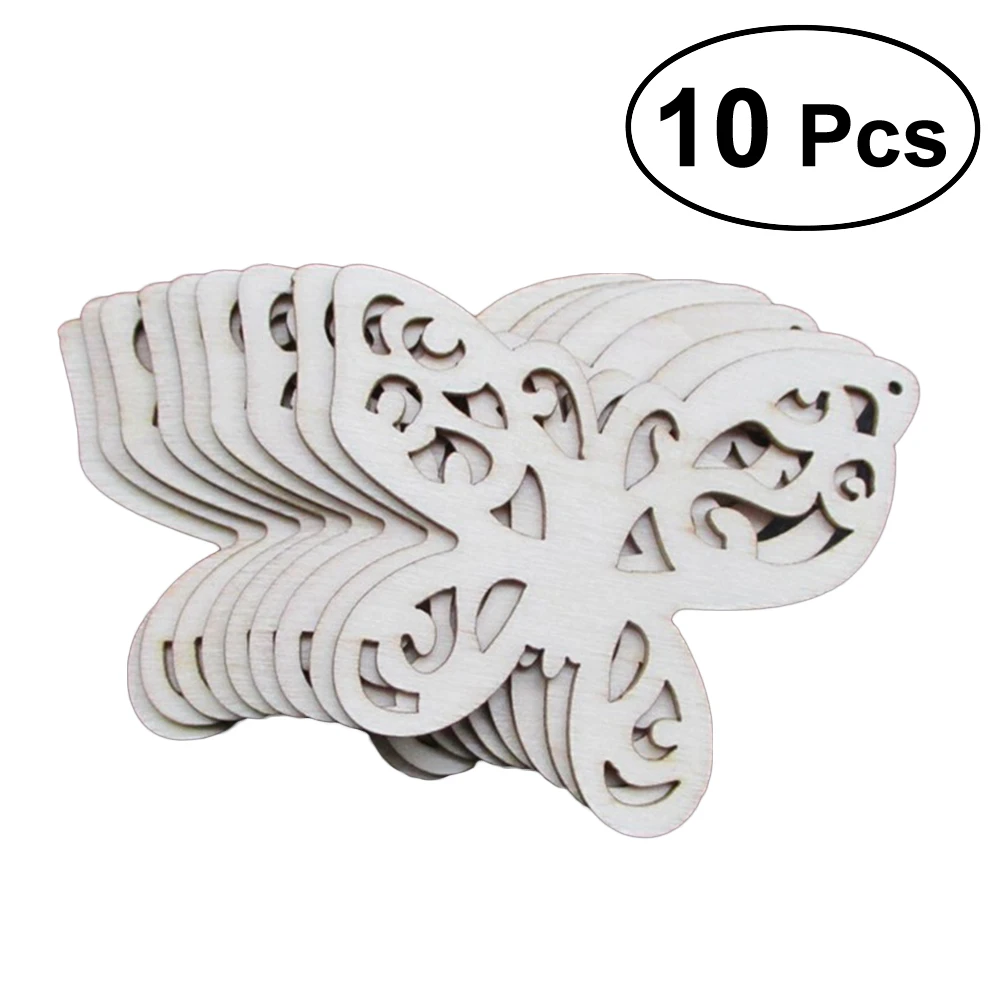 

10pcs Wooden Butterfly Shape Cutout Ornaments Hanging Embellishments Crafts Decoration Ornament Tag 65x60mm