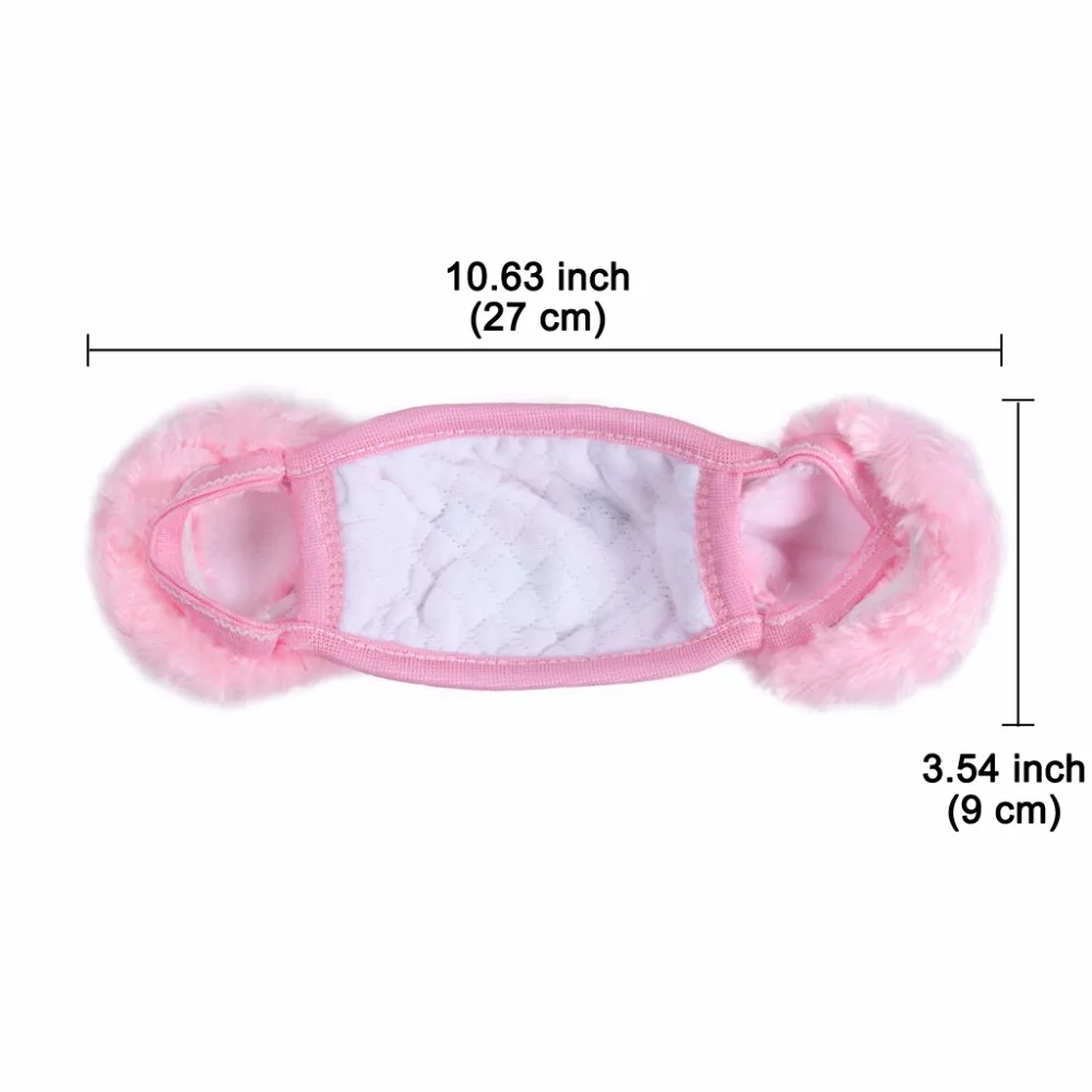 Winter Plush Mouth-Masks For Children Earloop Face-Mouth Mask Warm And Dustproof Pink Cartoon Bear Pattern (2)