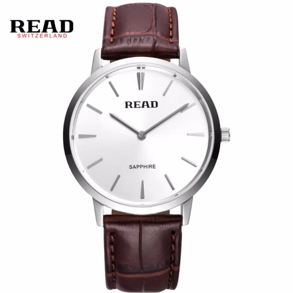Creative minimalist Steel leather normal waterproof READ watch men and women couple watch fashion business casual