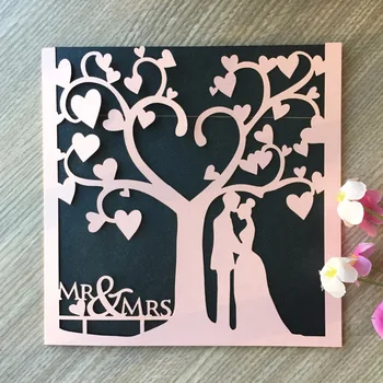 

50pcs/lot Peach Guest Name Place Invitation Cards Favor Decoration Wedding Love Heart Laser Cut Wedding Party Card Table Wine