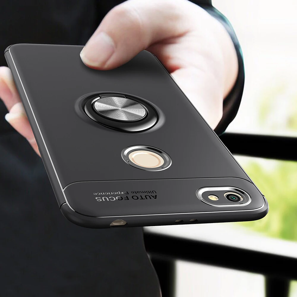 

For xiaomi redmi Note 5A Prime Case Magnetic car Adsorption 360 rotation Ring Stand Holder Cover For redmi Y1 Slim silicon case