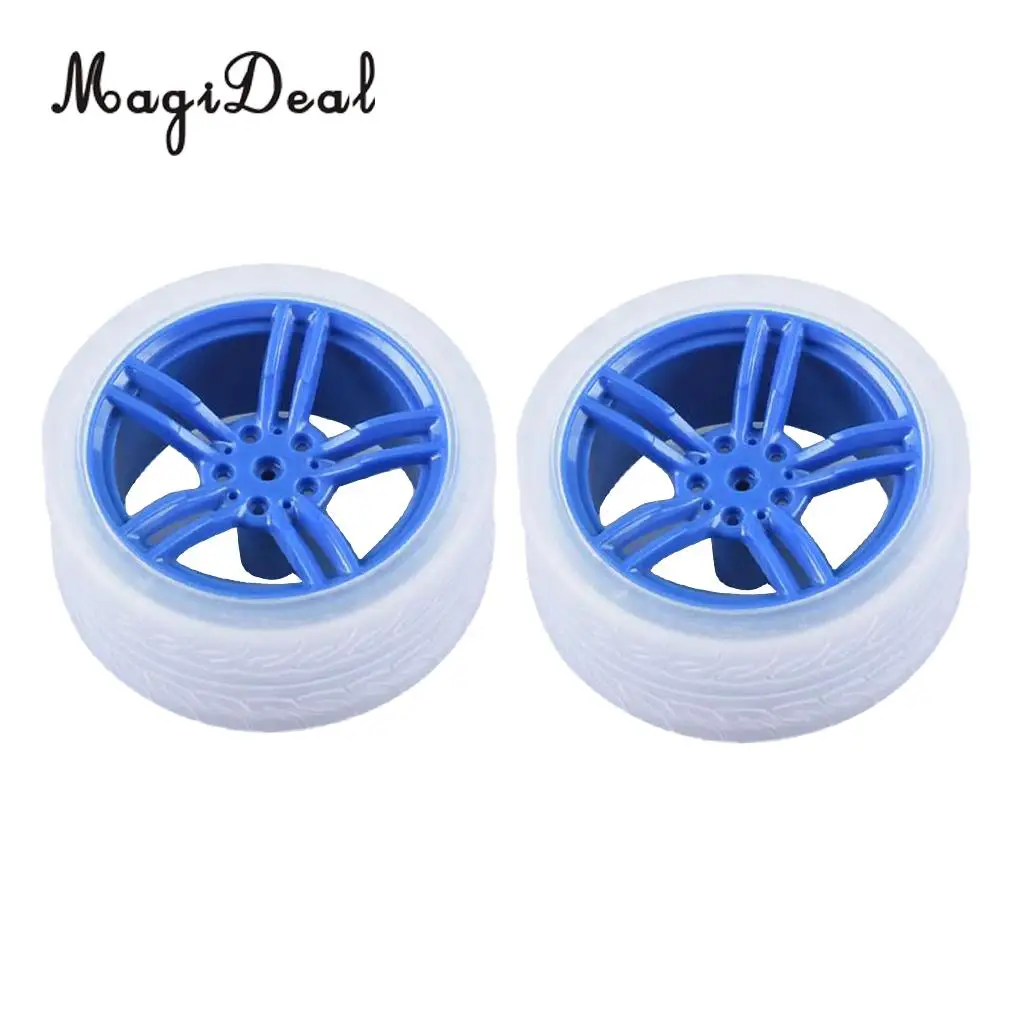 MagiDeal 2Pcs DIY Rubber Plastic Motor Wheel Tyre Tire for Smart Robot Car wheels Handmade Crafts RC Motor Car Parts Toys
