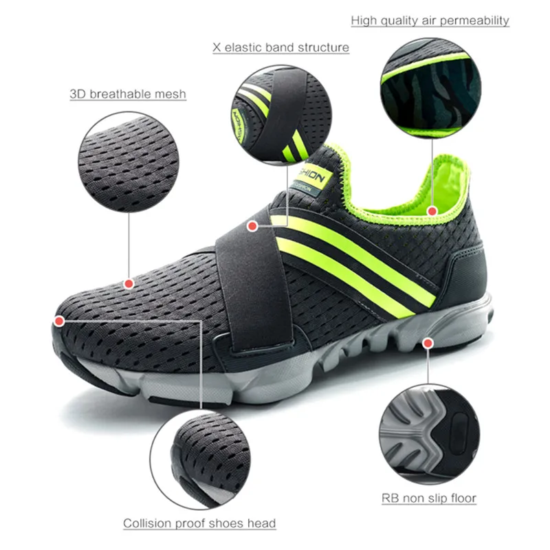 Breathable Male Shoes Adult Summer Casual Men Sneakers Mesh Sweat-Absorbant Fashion Brand Black Light Man Loafers Big Size 39-46