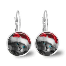 Модные Винтажные круглые бронзовая серьга Санта-сережки кошки ручной работы винтажная круглая бронзовая серьга женские очаровательные круглые серьги