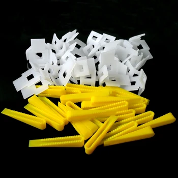 

1 Pack 500 Clips + 200 Wedges Floor Wall Tile Leveler Spacers Flat Leveling System Tools