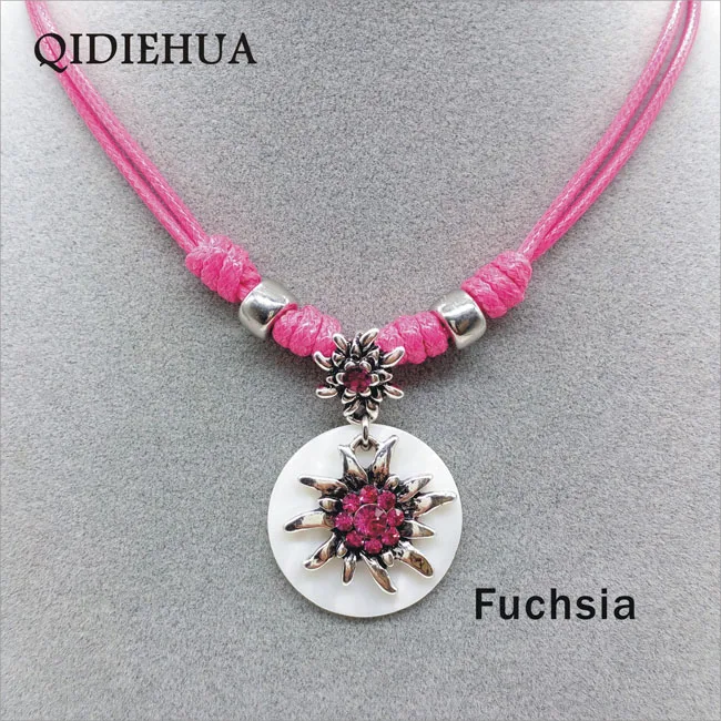 QIDIEHUA модное 12 цветов ожерелье Эдельвейс, натуральное ожерелье Октоберфест, ручная работа, ювелирное изделие - Окраска металла: fuchsia