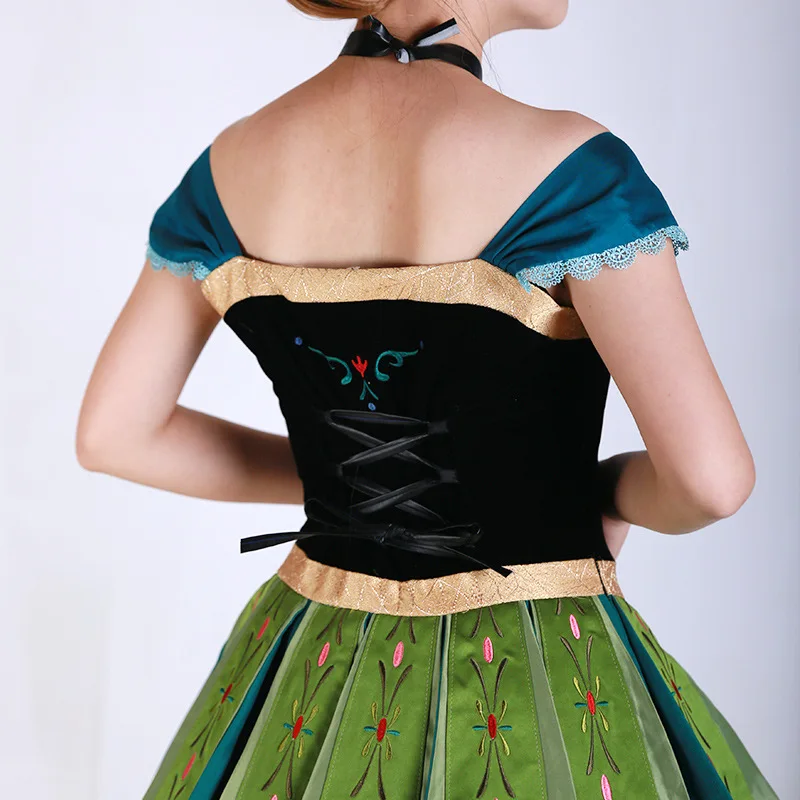 Модный взрослый костюм принцессы Анны женское платье с вышивкой Анна коронация косплей плюс размер костюмы на Хэллоуин для женщин 2XS-2X