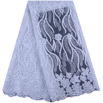 

Embroidered Lace Fabric For Party Dress High Quality African Lace Fabric With Stones Milk Silk Lace Fabric French Lace F1535