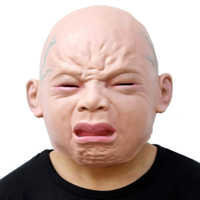 

New Hot Sell Party Cosplay Latex Crying Weeping Crying Baby Full Face Mask Halloween Party Mask Creeping Scary Terror Cry Mask