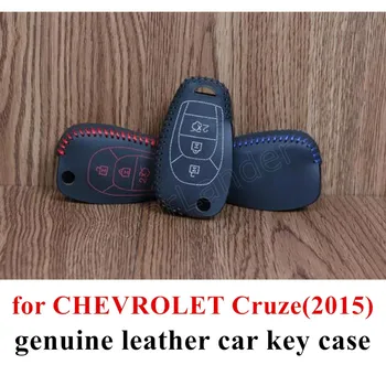

the lowest price car key case Genuine quality leather Hand sewing car key cover DIY car styling fit for CHEVROLET Cruze(2015)