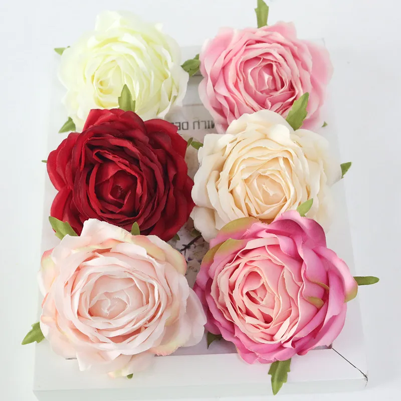

Flone High Quality Artificial Flower Head Retro Rose Heads Silk Flower Wedding Arch Road Lead Flowers Christmas Party Decoration