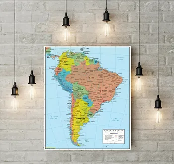 

South America Map Precise Detail and Vivid Color Lump Learning Education Home Decoration Exquisite Print Canvas Wall Sticker