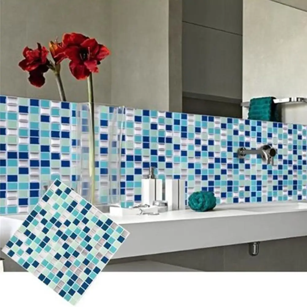 DIY Mosaic Tile Kitchen Wallpaper 3D Wall Stickers Home Decor Waterproof PVC Bathroom Decoration Self Adhesive Stickers