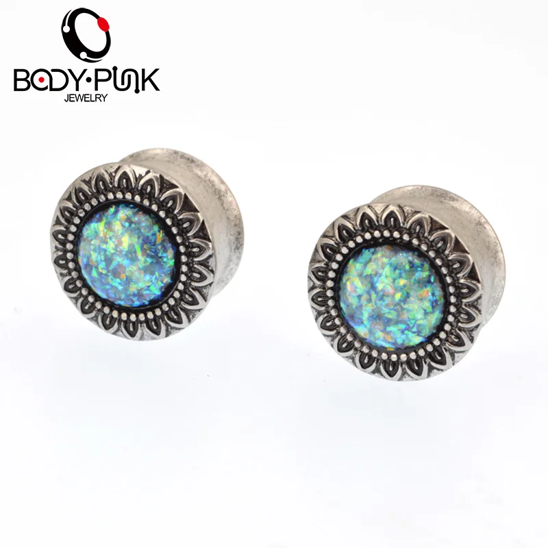 

Burnish Silver Filigree Ear Plug With Green Opal Center Ear Plugs Retro Screw Tunnel Ear Expanders Earrings Gauges 6-20MM PLG120