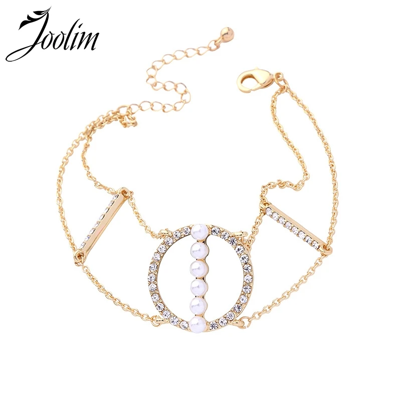 

Joolim Jewlery Wholesale/ Gold Color Pearl Charm Bracelet Fashion Design Jewelry