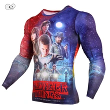 Странные вещи 3D Футболка с принтом мужская облегающие обтягивающие с длинным рукавом рубашки эластичные быстросохнущие персонажи хипстер фитнес топы