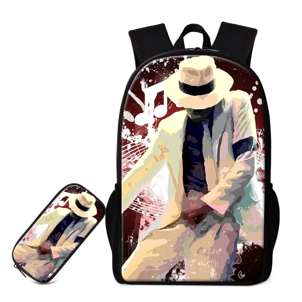 Индивидуальный Ваш образ 2 в 1 комплект модный ранец с пенал коробка сумки лучший Майкл Джексон печать на школьный рюкзак - Цвет: 24