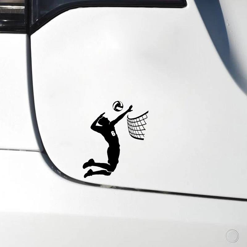 QYPF 12*15.1CM Fashion Volleyball Players Decor Car Stickers Vinyl Accessories Black/Silver C16-1364