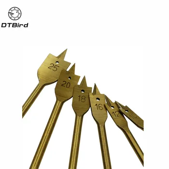 

6pcs/Set Titanium Coating Hex Shank Spade Flat Bits Boring Bit Wood Drill Bit Power Tools Hole Saw 10,12,16,18,20,25mm
