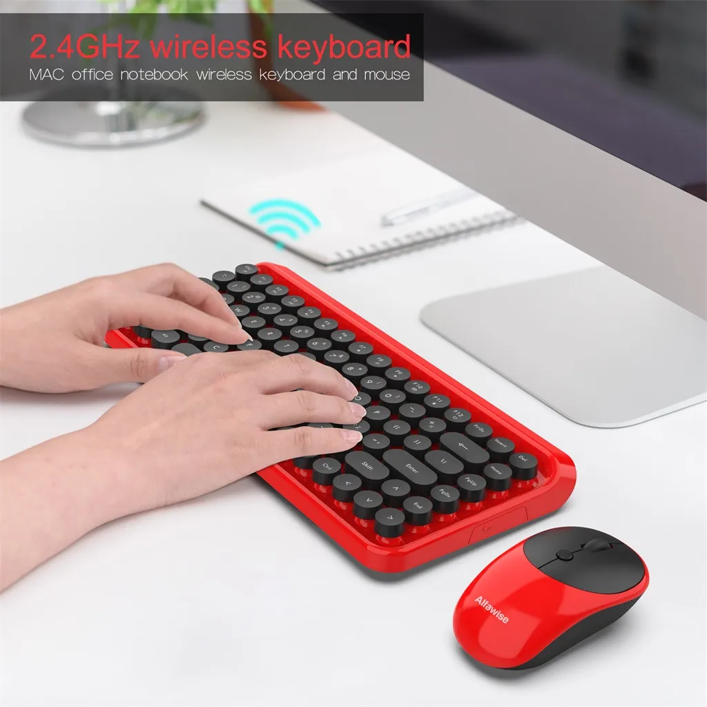 

K800 2.4G wireless keyboard ultra-quiet mouse pc gamer Retro Keycap Style 84 Key Wireless Keyboard + Mouse For Office Games