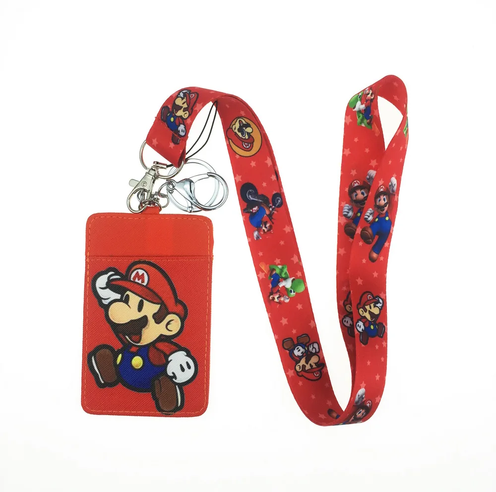 Горячий мультфильм милый Супер Марио Bros ID card set lanyard брелок|Брелоки| |