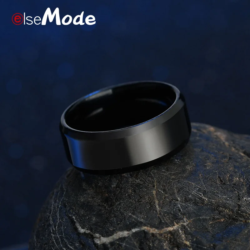 ELSEMODE титановое черное стальное Золотое кольцо для мужчин|Обручальные кольца| |