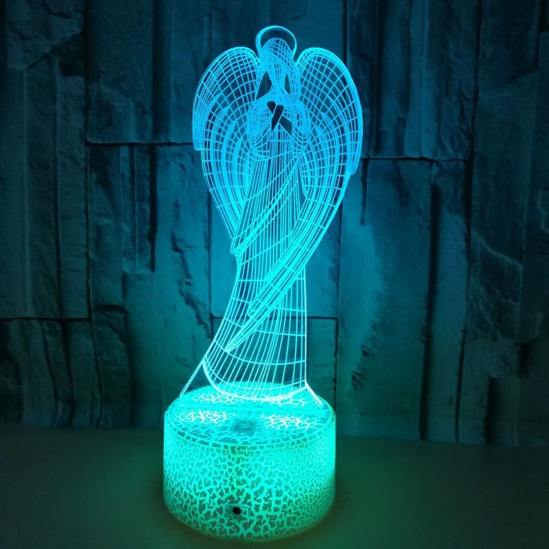 Colorful Angel Shape 3D Touch Led Night Light Home Office Atmosphere Table Lamp for Children Kids Gift USB Light Fixture (3)
