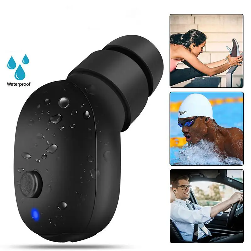

Mini Portable Wireless Bluetooth 4.1 Stereo Waterproof Single Headset In-Ear Noise Cancellation Earphone Earbud for Andriod IOS