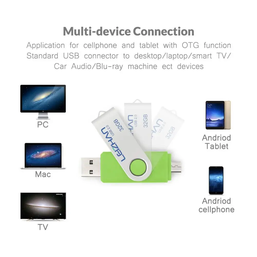 Leizhan OTG USB флэш накопитель android микронакопитель 128 Гб 64 ГБ 32 16 8 4 карта памяти флеш